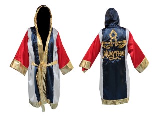 เสื้อคลุมมวยไทย Boxing Robe ปักชื่อ : KNFIR-120-สีกรมธงชาติ